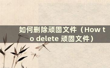 如何删除顽固文件（How to delete 顽固文件）